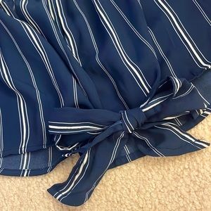 Navy Blue/White Striped Blouse